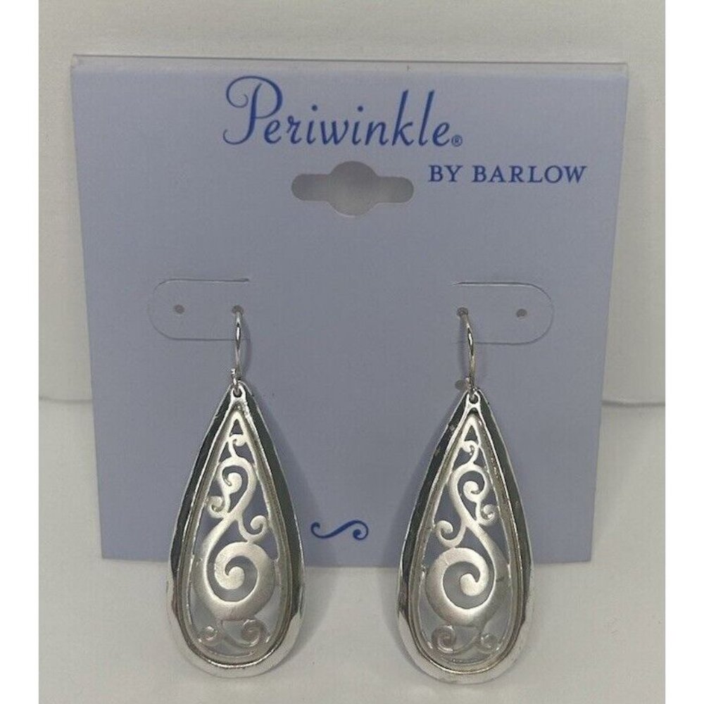 Periwinkle By Barlow Drop Earrings Silver Tone Teardrop With French Wire Backs